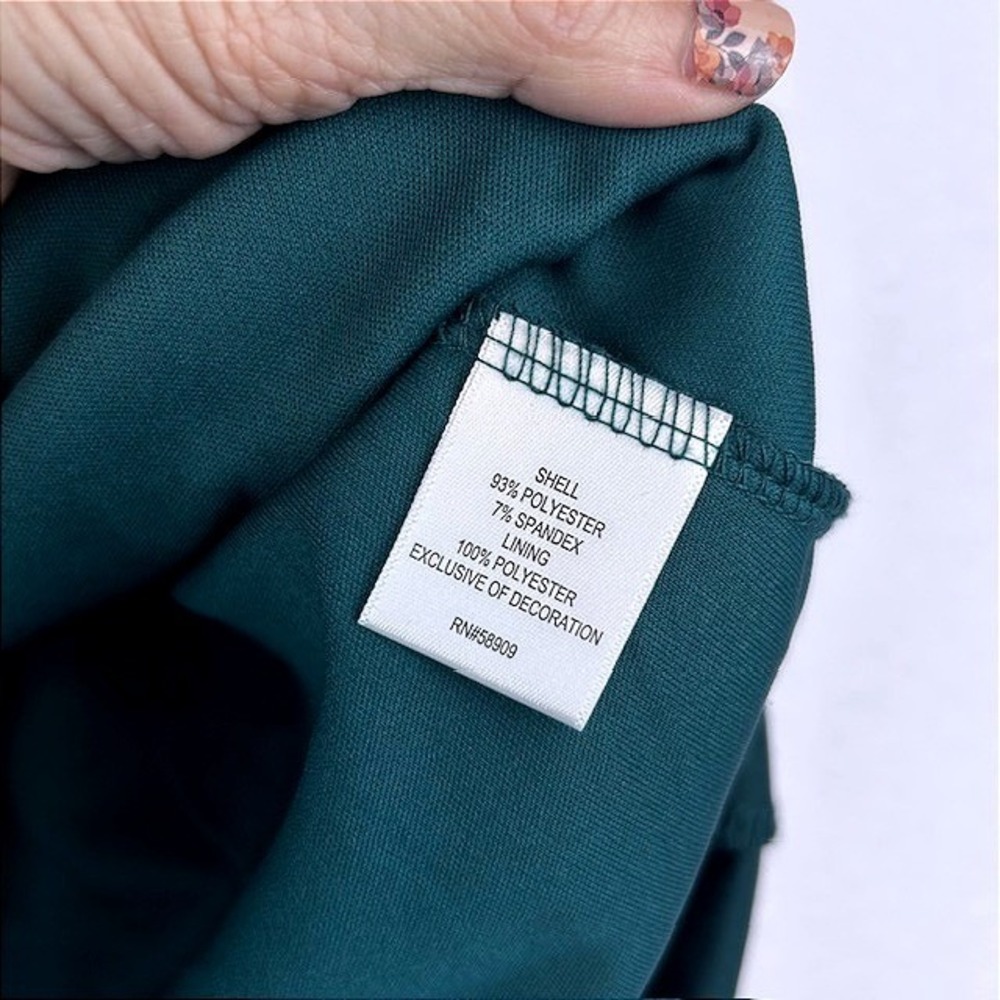 Copper Key Girls Teal Green Velvet Lace Collar Shift Dress Size 8 Holiday Party - Picture 7 of 8